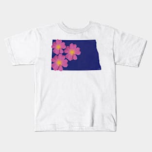 North Dakota Wild Prairie Rose Kids T-Shirt